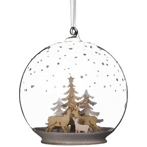 Northlight Deer Family in Snow Glass Globe Christmas Ornament  - 4.75" - 1 of 4