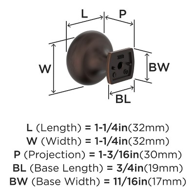 Oil-Rubbed Bronze 1-1/4 Inch Cabinet Knob