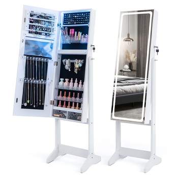 Costway Jewelry Cabinet Large Full Length Armoire 2-in-1 Stand Mirror  Organizer