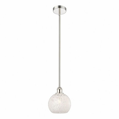 White Mouchette - 1 Light Stem Hung Mini Pendant In Modern Style-10 Inches Tall and 8 Inches Wide