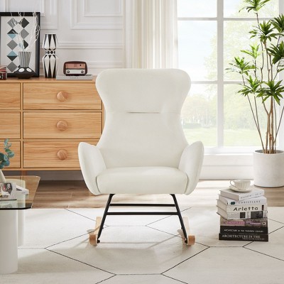 NicBex Rocking Chair Velvet Accent Chair Upholstered Comfy Chair with High Backrest Lounge Chair for Bedroom, Living Room