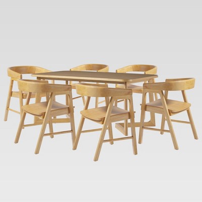 Saracina Home 7pc Rectangle Dining Table Set with Solid Wood Chairs