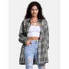 EXLURA Womens Plaid Flannel Shacket Long Sleeve Button Down Shirts Long Jackets Oversized Fall Fashion Outfits - 2 of 4