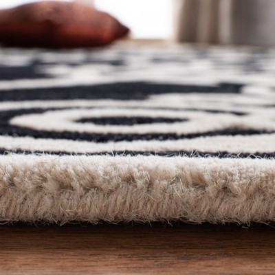 Handmade Black Wool and Viscose Tufted Rectangular Rug