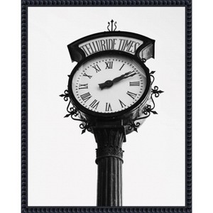 Amanti Art Vintage Street Clock with Marked Telluride Times by Del Mundo Imagery Canvas Wall Art Print Framed - 1 of 4