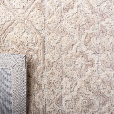 Handmade Abstract Tufted Wool Area Rug, 8' x 10', Beige and Light Brown