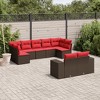 vidaXL 9 Piece Garden Sofa Set with Cushions Brown and Red - Without Table - 2 of 4