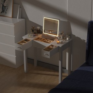 NicBex Flip-Top Vanity Desk with LED Mirror, Compact Makeup Table, 2 Soft-Close Drawers & Hidden Storage for Bedroom/Small Spaces - 1 of 4