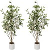 2PCS 4FT Artificial Trees with Planters Faux Potted Plants for Indoor/Outdoor, Thanksgiving Christmas Decor, Fake Tree Flower for Home Office Wedding - 2 of 4