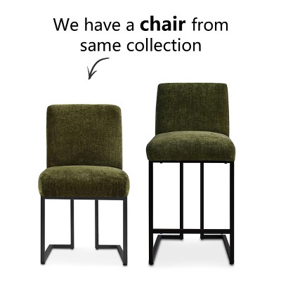 Green Metal Counter Height Stool with Sled Base, Set of 2