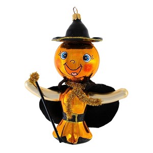 Laved Italian Ornaments 6.5 Inch Pumpkin Man Halloween Tree Ornament , Happy Halloween Cape Staff (1PC) - 1 of 3