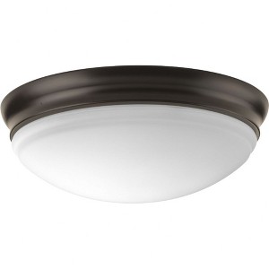 Progress Lighting, Etched Glass Collection, 1-Light Flush Mount, Antique Bronze, Material: Glass, Finish Color: Antique Bronze - 1 of 3