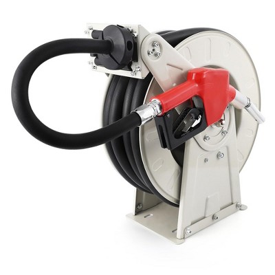 Garvee Fuel Hose Reel Retractable Diesel Hose Reel 3/4"x50" Auto Refueling Nozzle