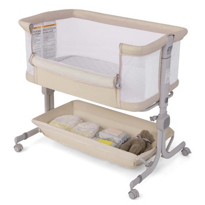 Image of Costway Baby Bassinet Bedside Sleeper with6-Level Adjustable Height 3°-8° Incline Angle Beige