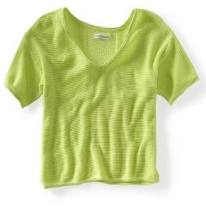 Aeropostale Womens Ss Cropped Eyelet Knit Sweater - 1 of 2