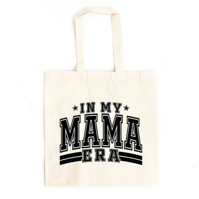 City Creek Prints In My Mama Era Varsity Canvas Tote Bag - 15x16 - Natural