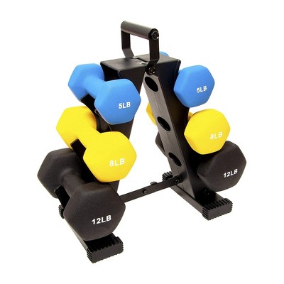 Neoprene Dumbbell Hand Weights 20 Pound Set of 6 with Stand 