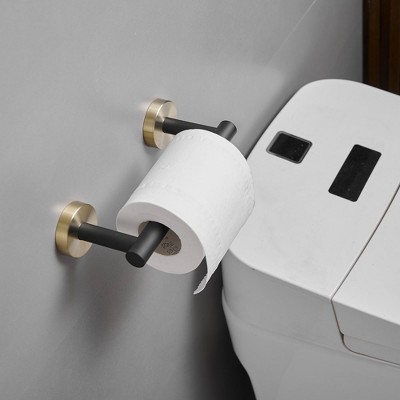 Gold and Black Stainless Steel Pivoting Toilet Paper Holder
