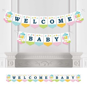Big Dot of Happiness Colorful Baby Shower - Gender Neutral Baby Shower Bunting Banner - Party Decorations - Welcome Baby - 1 of 4