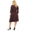 Rekucci Curvy Fit Women's 3/4 Sleeve Tummy Control Dress – Flattering Surplice Neckline & Ruched Waist - Espresso , 20W - 3 of 4