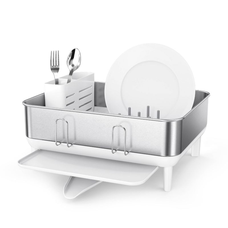 simplehuman Compact Steel Frame Dish Rack Brushed Stainless Steel White, 1 of 11