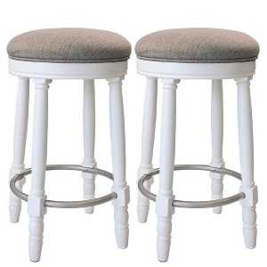 Lyngins Modern Swivel Bar Stools Set of 2,Upholstered Kitchen Chairs with Wood Legs,Polyester Counter Stools for Kitchen Island,Pub - 1 of 4