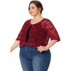 Agnes Orinda Women's Plus Size Round Neck Sheer 3/4 Sleeve Lace Elegant Cardigans - 3 of 4