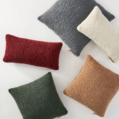 Woven Boucle Square Throw Pillow with Exposed Zipper Neutral - Threshold™