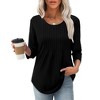 3/4 Length Sleeve Tops for Women Crewneck Casual Blouses Pleated Tunic Top Loose Fit Shirts 2025 - 2 of 4