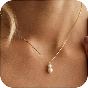 14K Gold Plated Layered Pearl Necklace - Women's Trendy Jewelry for Wedding & Birthday - 1 of 4