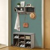 Hall Tree, Wall Mounted Coat Rack Shoe Bench Set with 5 Hooks, Entrance Organizer Coat Rack, Shoe Cubbies, Entryway Bench with Storage for Hallway - 3 of 4