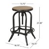 2pc Farmdale Industrial Firwood Adjustable Height Swivel Counter Height Barstools Antique Natural/Pewter - Christopher Knight Home: Wrought-Iron Frame - image 3 of 4