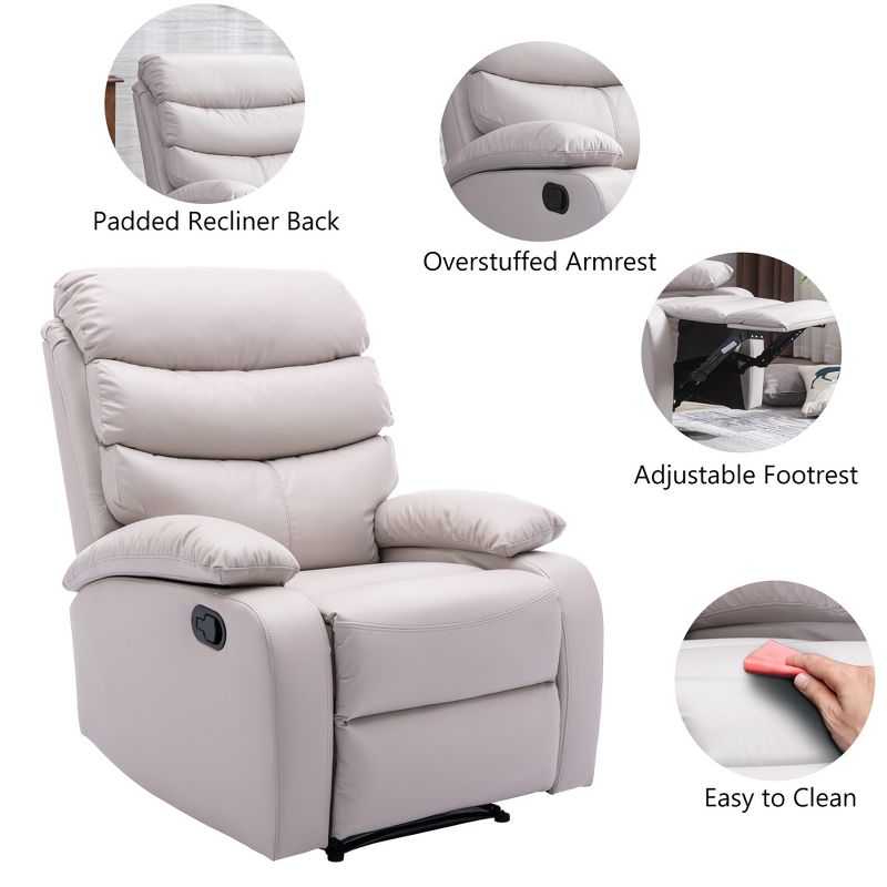 Hzlagm Everglade 30.2 in. W Technical Leather Upholstered 3 Position Manual Standard Recliner, 4 of 9