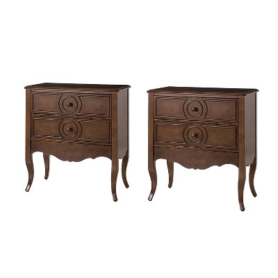 Teresa 3 - Drawer Classical Nightstand with  Built-In Outlets Set of 2|HULALA HOME