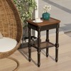 JIONJOY End Table with Wicker Shelf - Rustic Square Side Table with Espresso Tray Top - 3 of 4