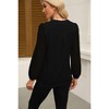 Women's Solid Color V - Neck Lace Panel Chiffon Blouse, Elegant Long - Sleeve Top for Casual and Office Wear - 2 of 4
