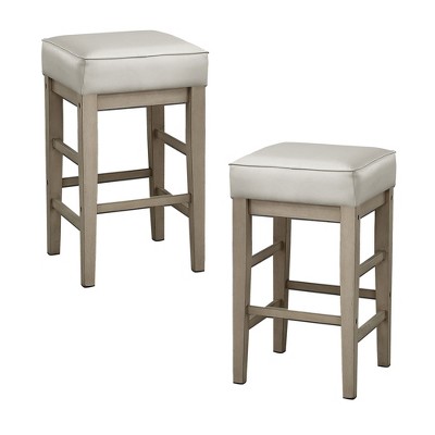 Counter Height Wooden Bar Stool, White Leather Counter Top Chairs
