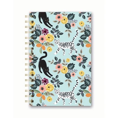 Spiral Notebook 1 Subject Narrow Ruled Floral Felines - OCS Designs