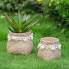 Moda Furnishings 2PCS Brown Cement Planter with Woven Tassel Accent - 3 of 4