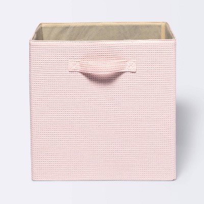 Blush Pink Rectangular Weave Basket Storage Container, 13 x 5.3