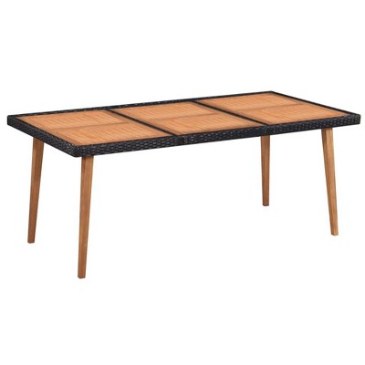vidaXL 9 Piece Outdoor Dining Set in Poly Rattan - Black and Brown - Includes Large Dining Table and 8 Chairs - Retro Style Patio Furniture