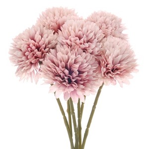 Unique Bargains Plastic Silk Durable Artificial Chrysanthemum Ball Flowers 11" - 1 of 4
