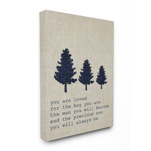 16"x1.5"x20" You Are Loved Son Trees Stretched Canvas Kids' Wall Art - Stupell Industries: Modern Multicolor Quote Art - 1 of 3
