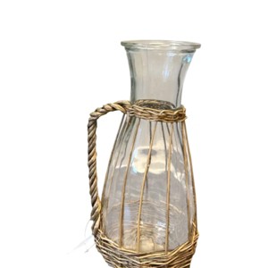 Slickblue Willow Wrapped Glass Pitcher, 10" Tall Rustic Farmhouse Beverage Server for Water or Tea - 1 of 4