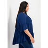 Avenue Women's Plus Size Amy Tiered Bell Sleeve Blouse - 16, Navy - 4 of 4