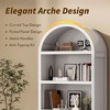 71 Inch Arched Tall Storage Cabinet with Doors, Oak Wood Finish, 3 Open Shelves & 2 Adjustable Shelves - 3 of 4