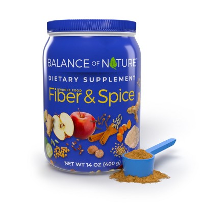 Balance of Nature Fiber & Spice - Psyllium Husk, Flax Seed, Turmeric & Apple - 30 Servings