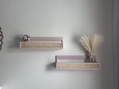 Woven Backless Book Nook Decorative Wall Shelf - Pink - Cloud