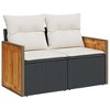 vidaXL 7 Piece Patio Sofa Set with Cushions - Black and Cream - 4 of 4