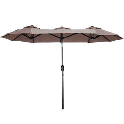 Outsunny 9.5' Double-sided Patio Umbrella with 3 Air Vents, Tilt and Crank, Outdoor Umbrella